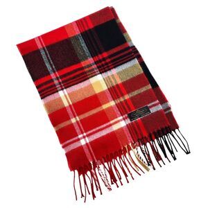 Hand Tailored Cashmere Plaid Scarf Unisex Fringes Made In Germany